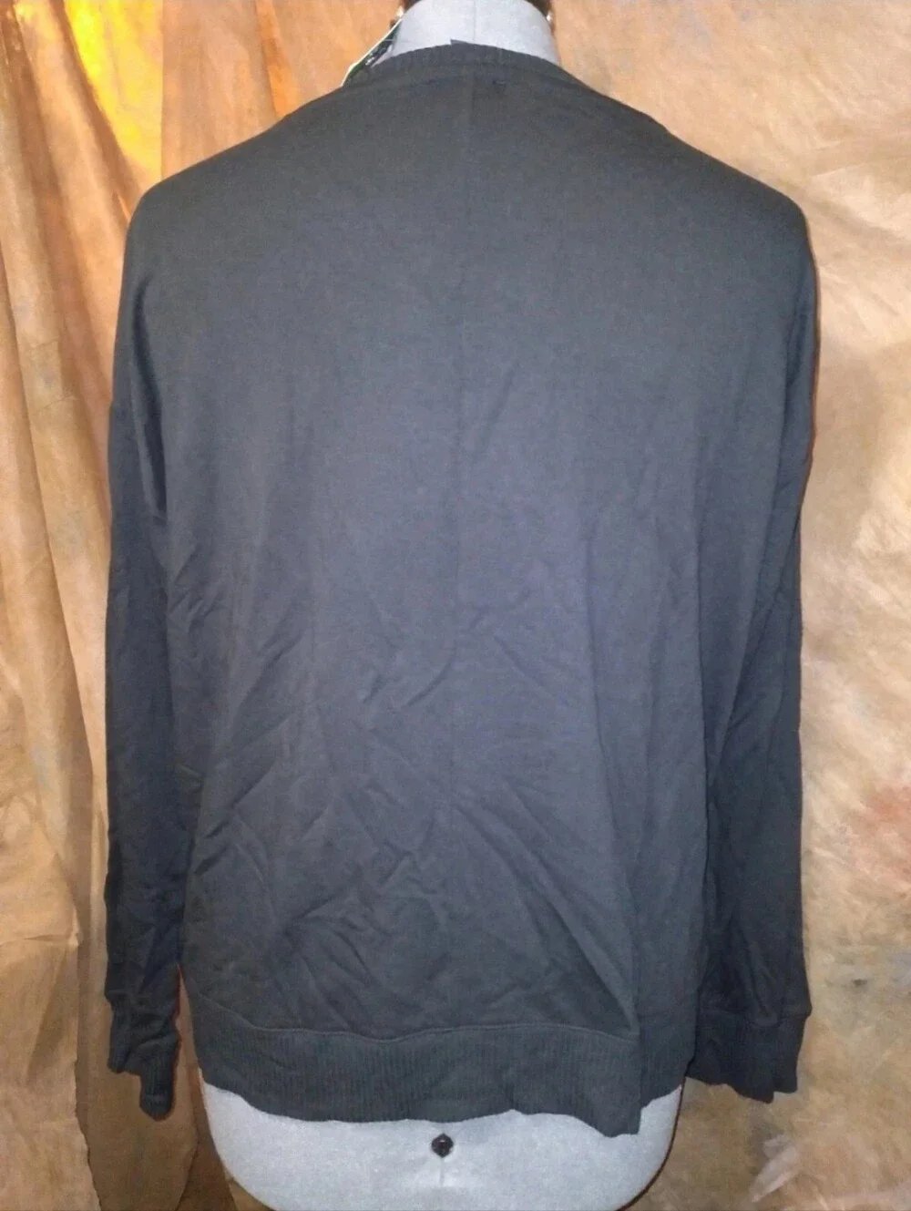 Splendid Black Long Sleeve Crewneck Sweatshirt - Solid Black XL